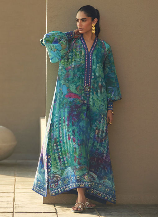 Tulum Blue Crepe Kaftan