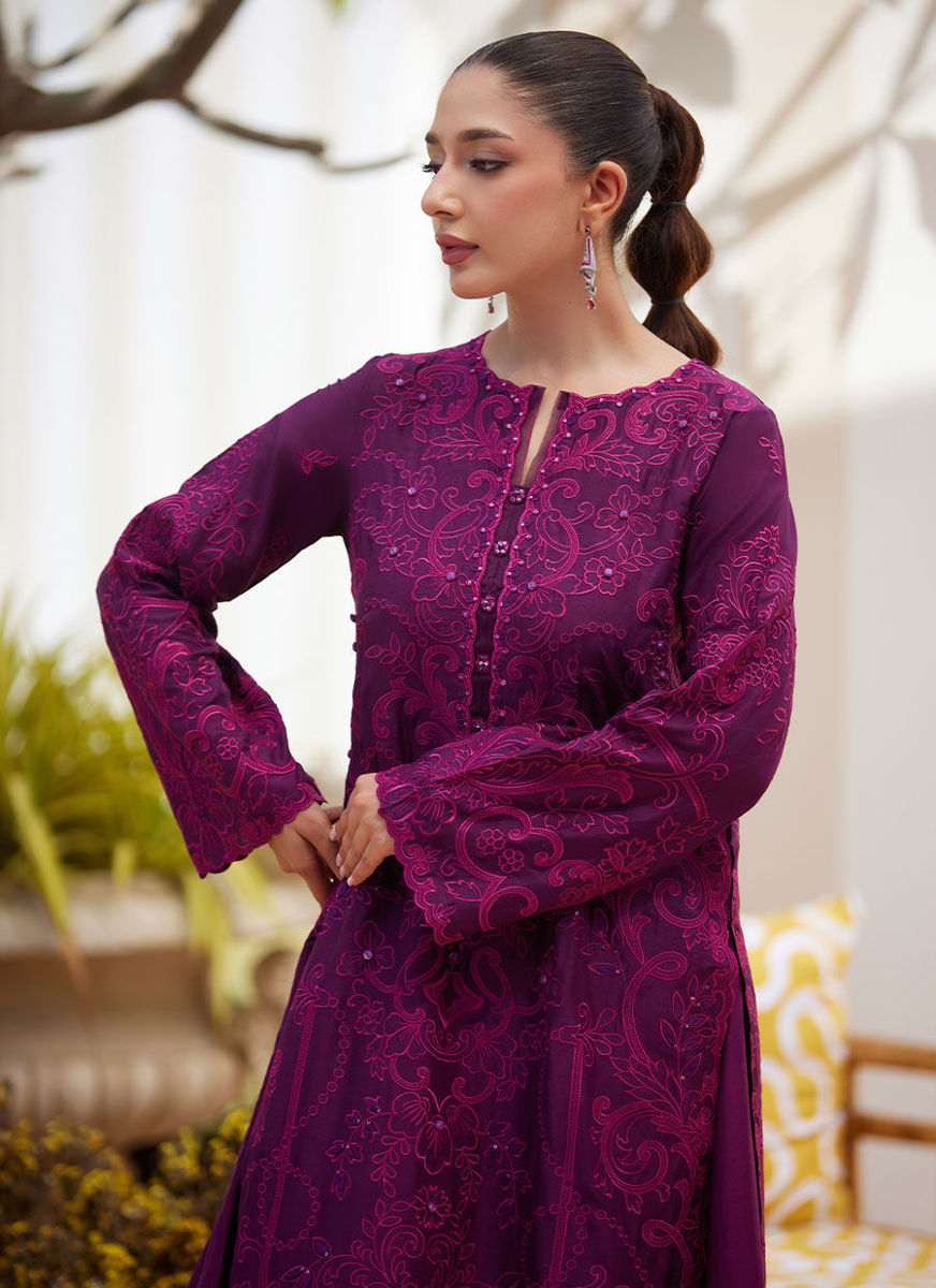 Sina Plum Shirt And Dupatta