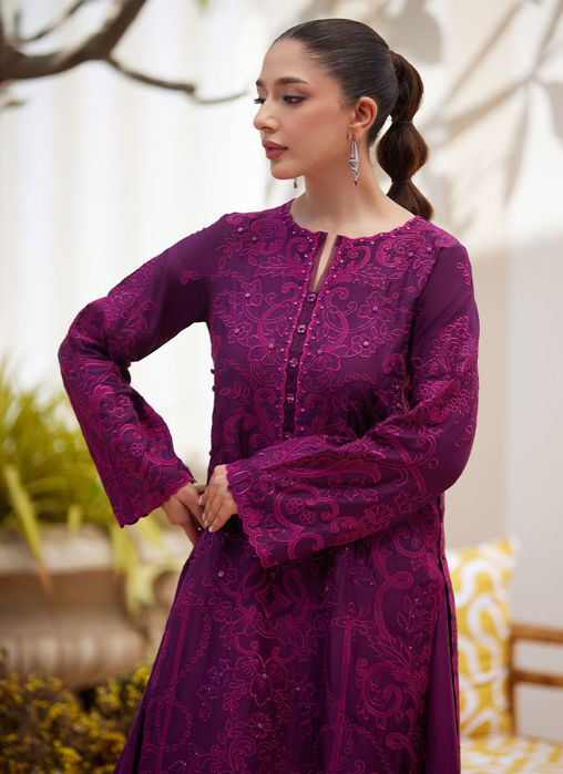 Sina Plum Shirt And Dupatta