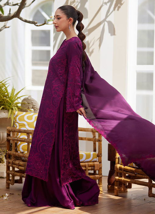 Sina Plum Shirt And Dupatta