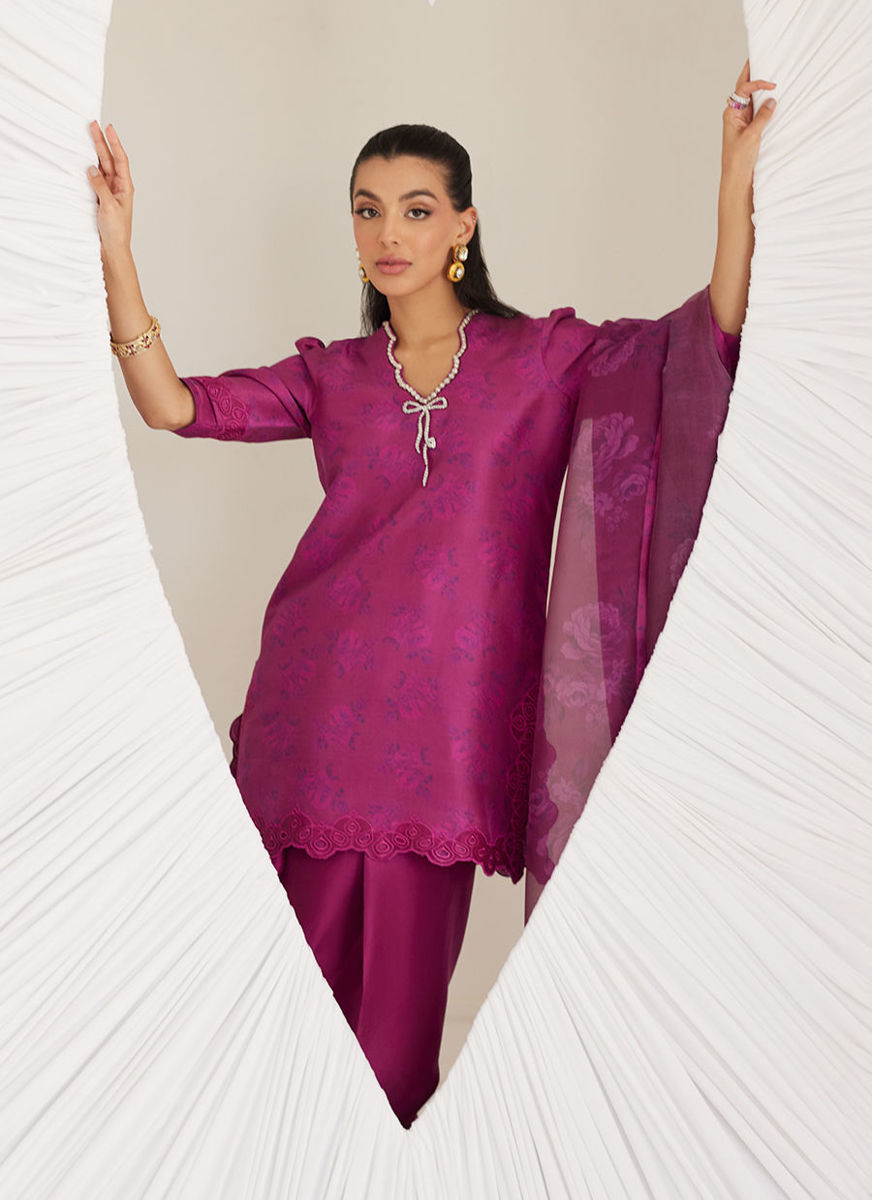 Sev Magenta Shirt And Dupatta