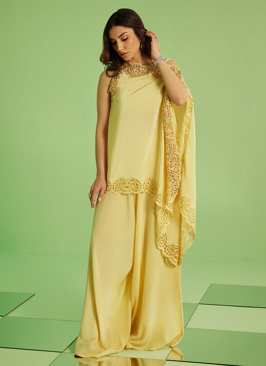 Solenne Shirt And Drape Dupatta With Pants