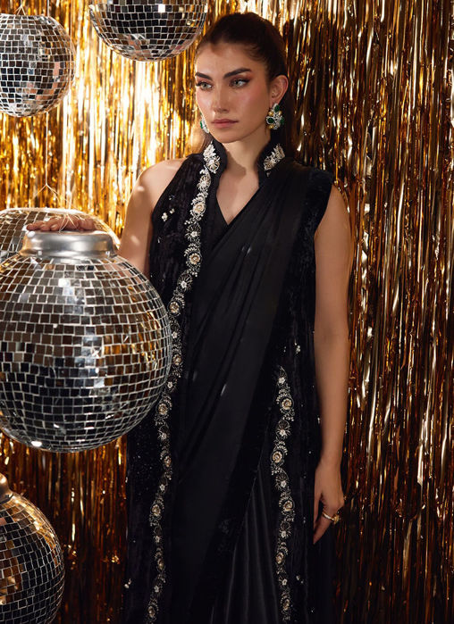 Aveline Black Velvet Jacket