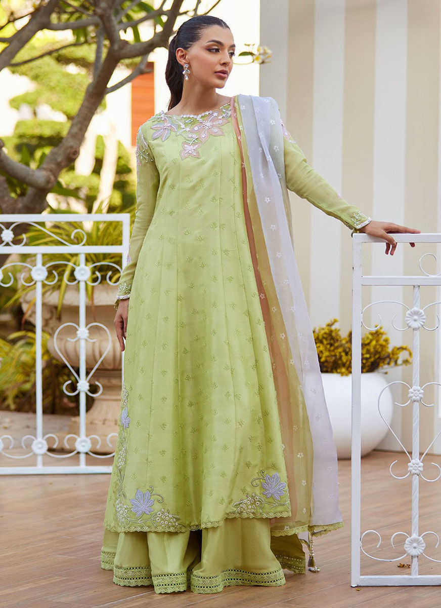 Talya Apple Green Kalidaar And Dupatta