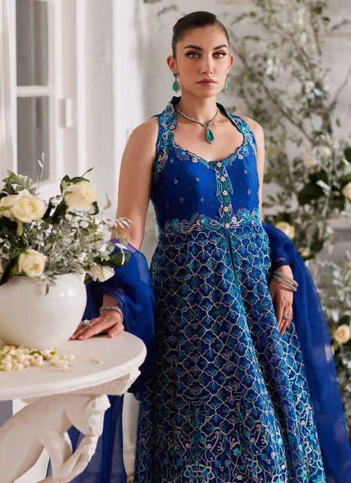 Nuwara Ink Blue Kalidaar And Dupatta