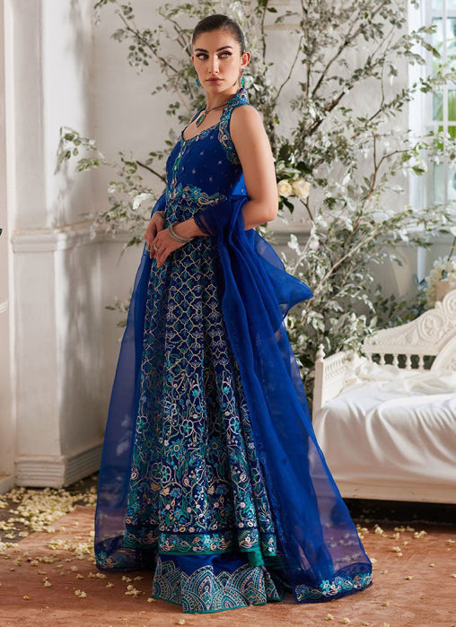 Nuwara Ink Blue Kalidaar And Dupatta